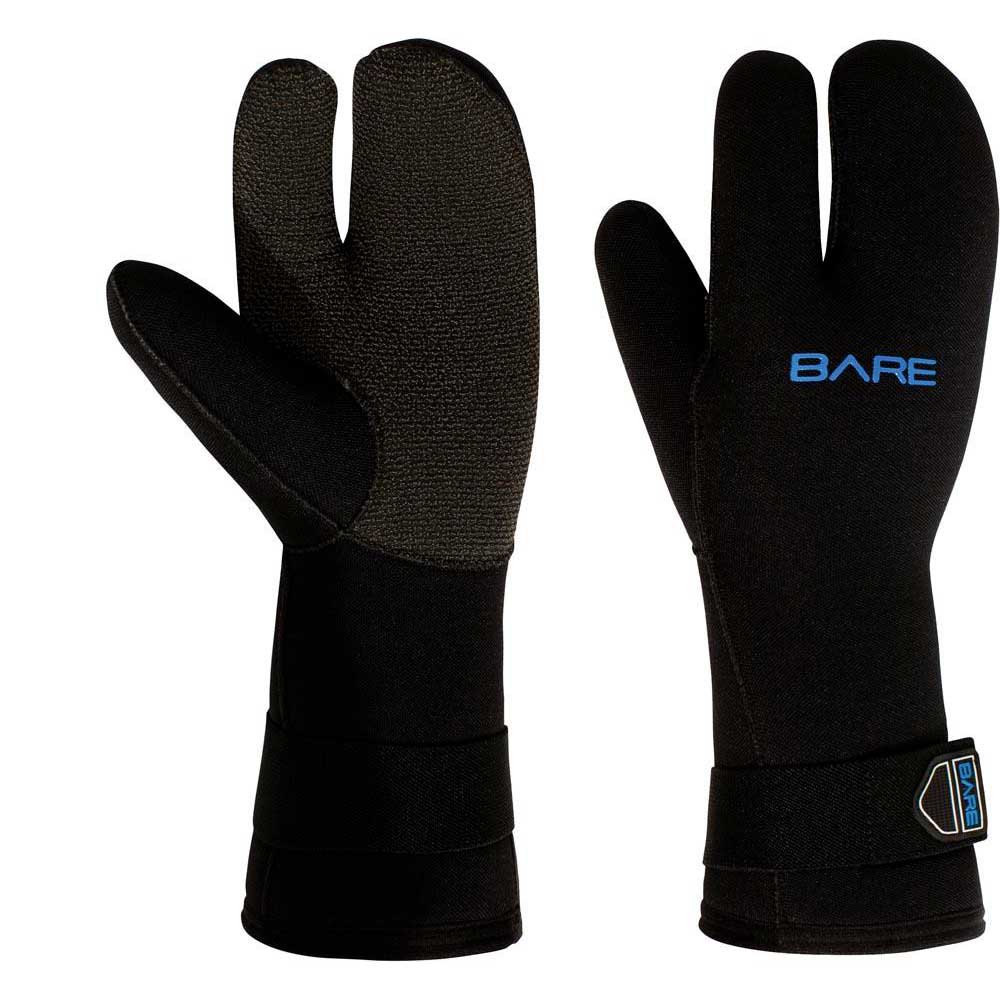Bare Gloves 3 Fingers 7 Mm Mitt L Black