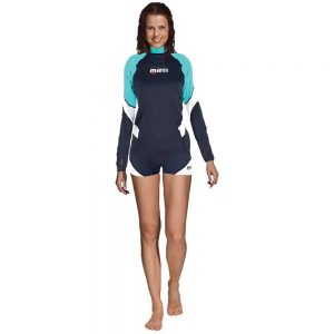 Mares Rash Guard Loose Fit Ls She Dives L Aquamarine